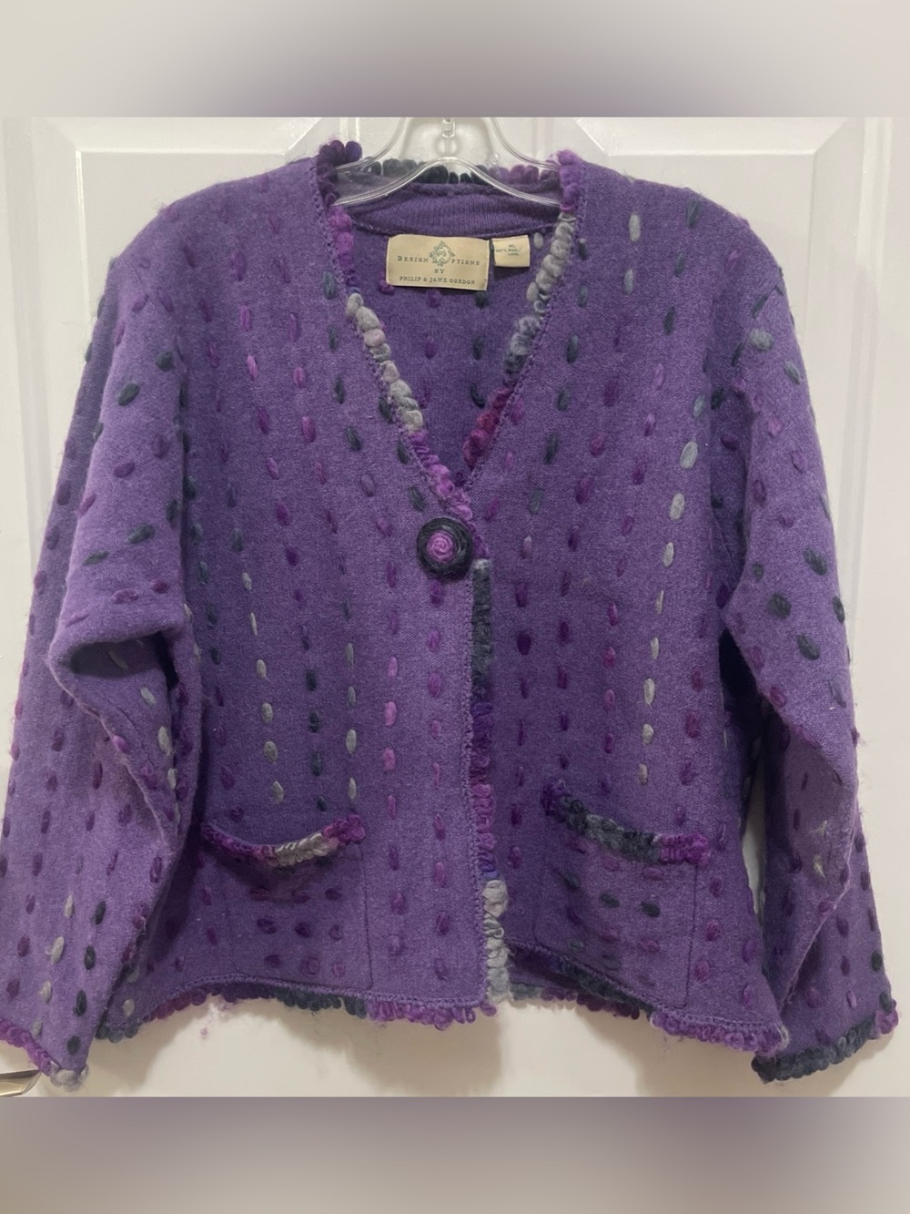 Design Options By Philip & Jane Gordon Purple Cardigan  Size Xl Wool